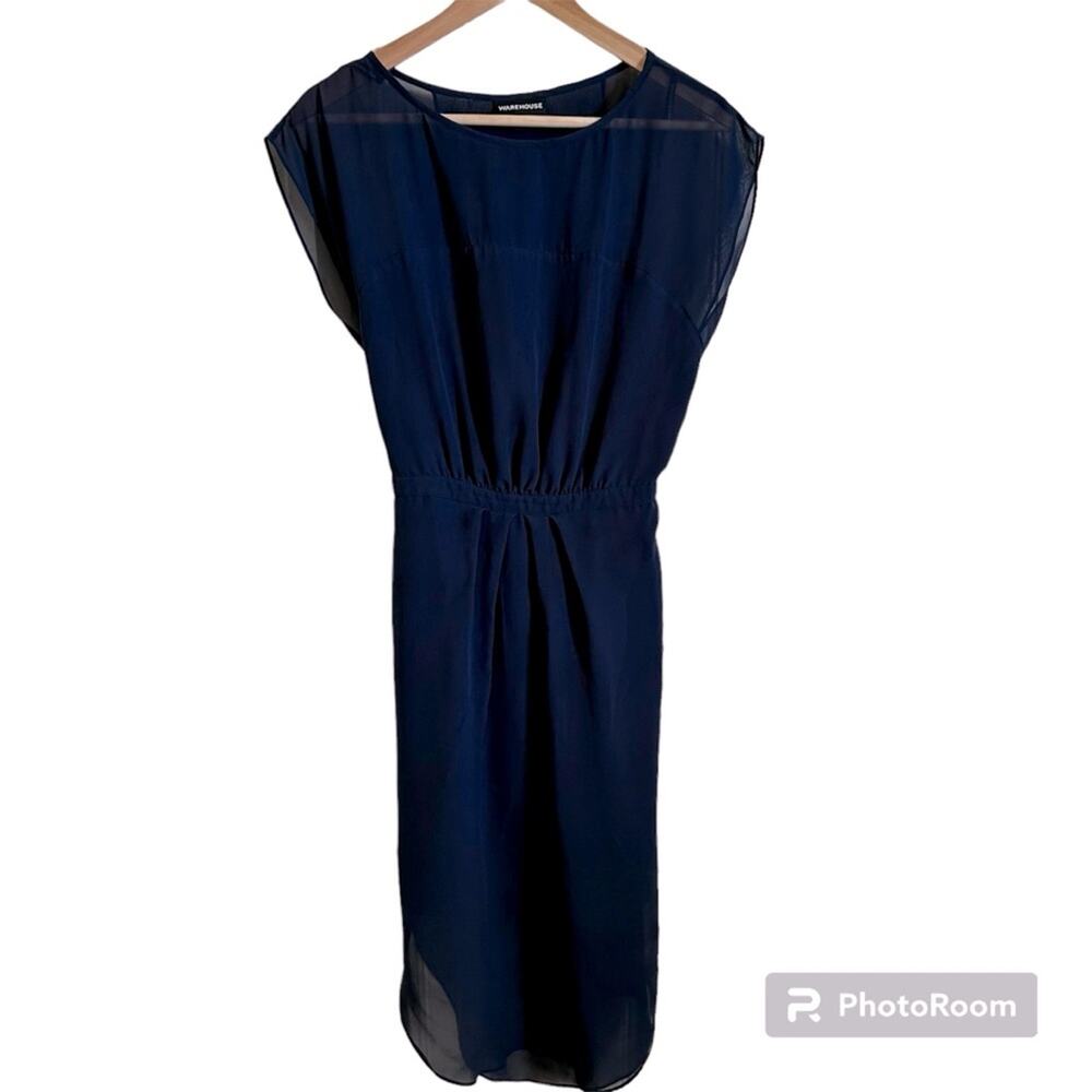 Warehouse women’s pencil dress uk size 10‎ navy